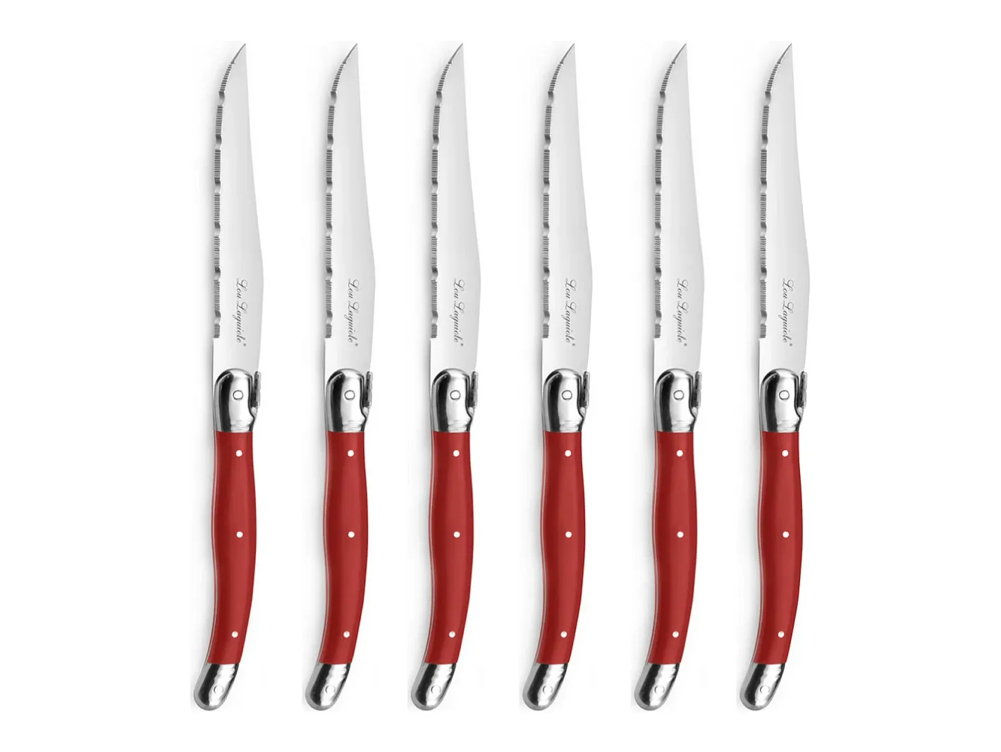 Clearance Lou Laguiole Tradition - Bloque 6 cuchillos carne Rojo