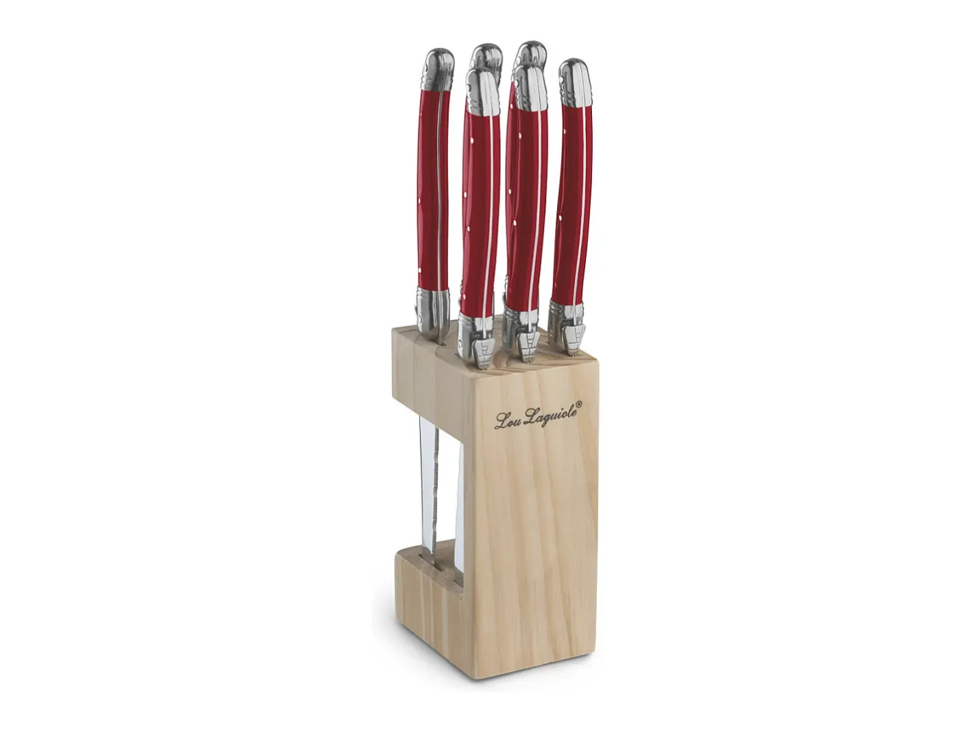 Clearance Lou Laguiole Tradition - Bloque 6 cuchillos carne Rojo