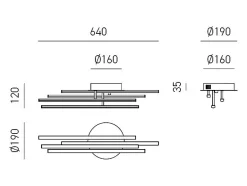 Aplique Para Pared-Tullia Plafón LED moderno 40W 2200lm luz cálida 3000K, diseño estrella, aluminio satinado, IP20, LED integrado Blanco