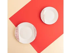 Vajilla-Vajilla Kansas Quid 18 piezas 6 servicios porcelana Rojo
