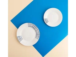Vajilla-Vajilla Kansas Quid 18 piezas 6 servicios porcelana Azul
