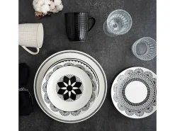 Luminarc Vajilla Medina La Bouchée 18 piezas 6 servicios porcelana blanco/ Negro Clearance