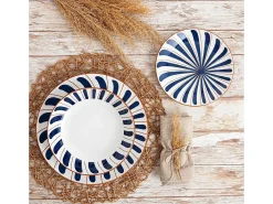 Vajilla Oceanika Bidasoa 18 piezas 6 servicios porcelana /marrón Azul Discount