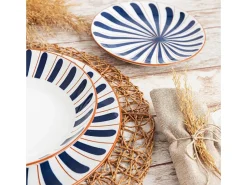 Vajilla Oceanika Bidasoa 18 piezas 6 servicios porcelana /marrón Azul Discount