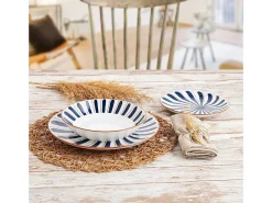 Vajilla Oceanika Bidasoa 18 piezas 6 servicios porcelana /marrón Azul Discount