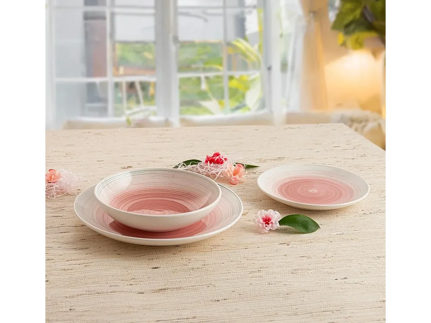 Best Vajilla Velvet Quid 18 piezas 6 servicios cerámica Rosa