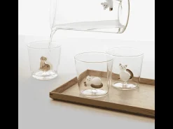 Outlet Vaso de vidrio borosilicato, Gato, blanco/gris 350 ml, Tabby Cat Transparente