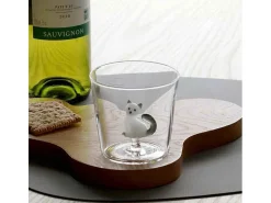Outlet Vaso de vidrio borosilicato, Gato, blanco/gris 350 ml, Tabby Cat Transparente