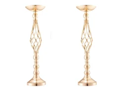 Vaso Succebuy Lote de 20 Vasos de Flores en Metal para Mesa de Matrimonio 58 Cm Dorado New