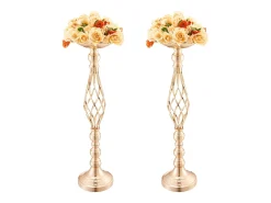Vaso Succebuy Lote de 20 Vasos de Flores en Metal para Mesa de Matrimonio 58 Cm Dorado New