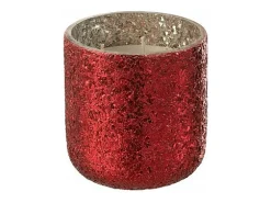 J-Line Portavelas Y Vela-Vela perfumada de 60 horas en tarro de vidrio de 14x14x15 cm Rojo