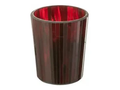 J-Line Portavelas Y Vela-Vela perfumada de 50 horas en tarro de vidrio de 12.5x12.5x15.5 cm Rojo