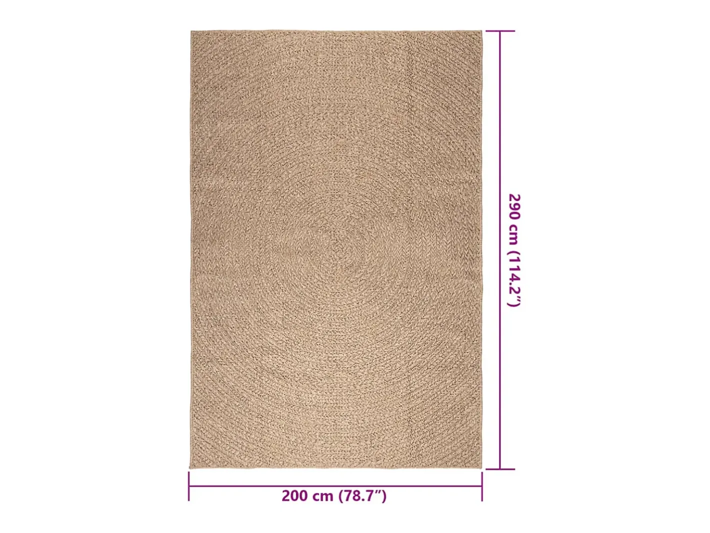 Garden Furniture Alfombra De Salón-Veno Alfombra ZIZUR apariencia de yute interior y exterior 200x290cm Marru00f3n