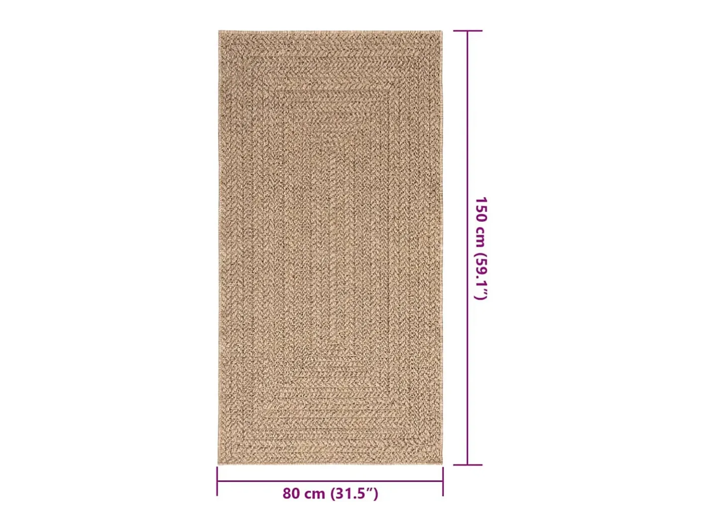 Outlet Garden Furniture Veno Alfombra ZIZUR apariencia de yute interior y exterior 80x150 cm Marru00f3n