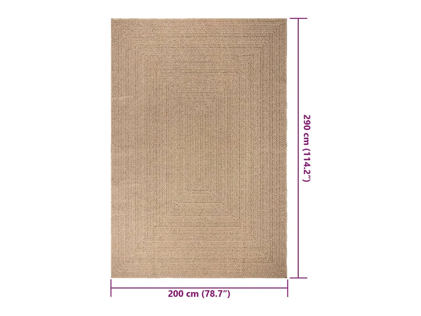 Garden Furniture Veno Alfombra ZIZUR apariencia de yute interior y exterior 200x290cm Marru00f3n Best