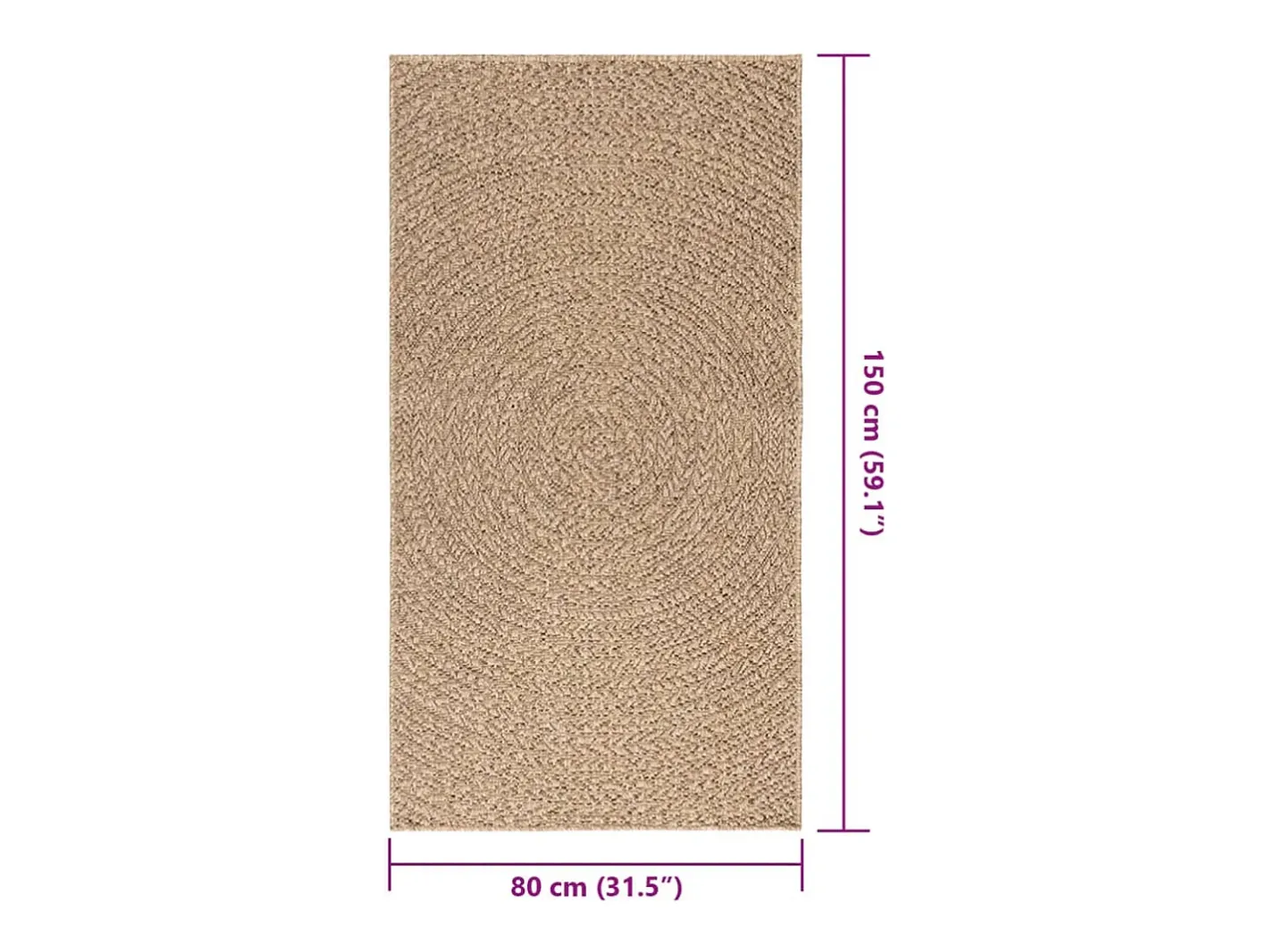 Garden Furniture Veno Alfombra ZIZUR apariencia de yute interior y exterior 80x150 cm Marru00f3n Sale