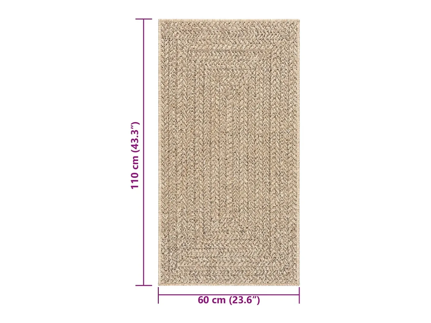Garden Furniture Alfombra De Salón-Veno Alfombra ZIZUR apariencia de yute interior y exterior 60x110 cm Marru00f3n