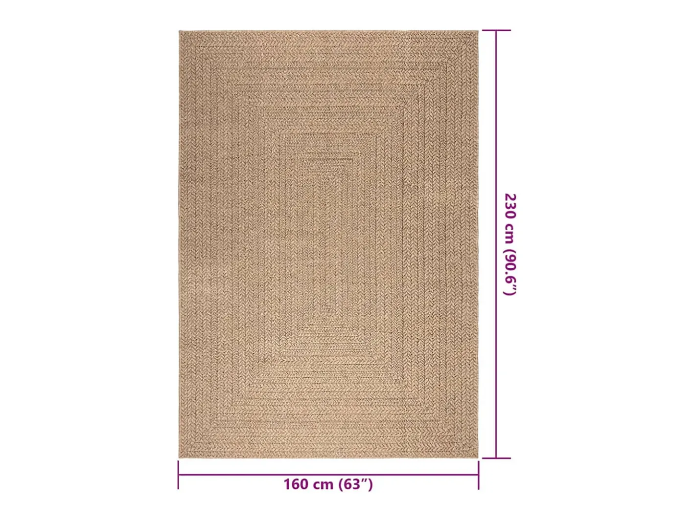 Garden Furniture Veno Alfombra ZIZUR apariencia de yute interior y exterior 160x230 cm Marru00f3n New