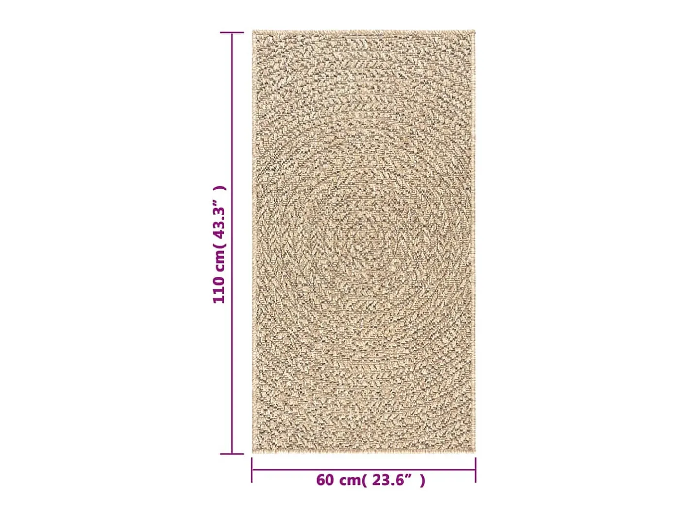 Garden Furniture Veno Alfombra ZIZUR apariencia de yute interior y exterior 60x110 cm Marru00f3n Outlet
