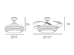 AKUNADECOR Plafón-Ventilador Dc Bayomo L Niquel Led Con Memoria De Color Plateado
