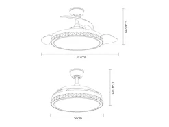 AKUNADECOR Ventilador Dc Biliku Niquel Led 72w Memoria De Color Y Temporizador Plateado