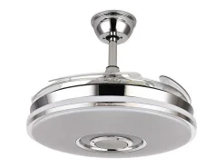 AKUNADECOR Plafón-Ventilador Dc Noto Cromo Led Con Altavoz Y Conectividad Bluetooth Plateado