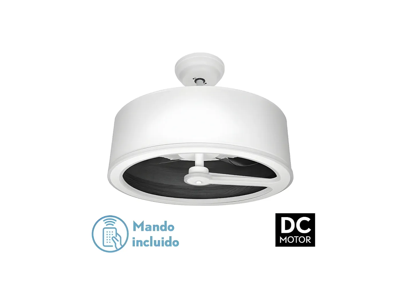 AKUNADECOR Plafón-Ventilador Dc Tatiana Negro Led Integrado 3temperaturas Mando Distancia Blanco