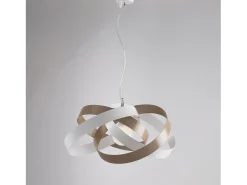 Vertigo - Lámpara colgante de hierro lacado blanco y gris tórtola con cable de acero orientable 1 luz 125 - Ø54 - BL156-1-BT Topo Discount