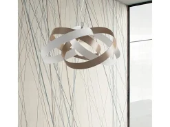 Vertigo - Lámpara colgante de hierro lacado blanco y gris tórtola con cable de acero orientable 1 luz 125 - Ø54 - BL156-1-BT Topo Discount