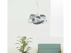 Outlet Vertigo - Lámpara colgante de hierro lacado y gris con cable de acero orientable 1 luz 125 - Ø54 - BL156-1-BG Blanco