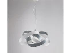 Outlet Vertigo - Lámpara colgante de hierro lacado y gris con cable de acero orientable 1 luz 125 - Ø54 - BL156-1-BG Blanco