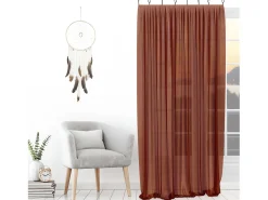 Soleil d'ocre Ropa De Casa-Visillo con anillos 135x250 cm SPIRIT Ladrillo Rojo