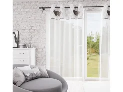 Soleil d'ocre Ropa De Casa-Visillo con ojales de algodón puro 130x250 cm LOVE Gris