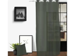 Clearance Soleil d'ocre Visillo con ojales en algodón lavado 135x250 cm SPIRIT caqui Verde