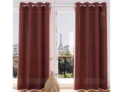 Soleil d'ocre Ropa De Casa-Visillo con ojales jacquard TERCIOPELO terracota Rojo