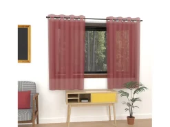 Soleil d'ocre Ropa De Casa-Visillo con ojales 135x180 cm ALIX Rojo