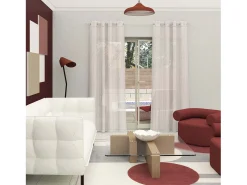 Clearance Soleil d'ocre Visillo con ojales 135x250 cm CHARLIE, por Rojo