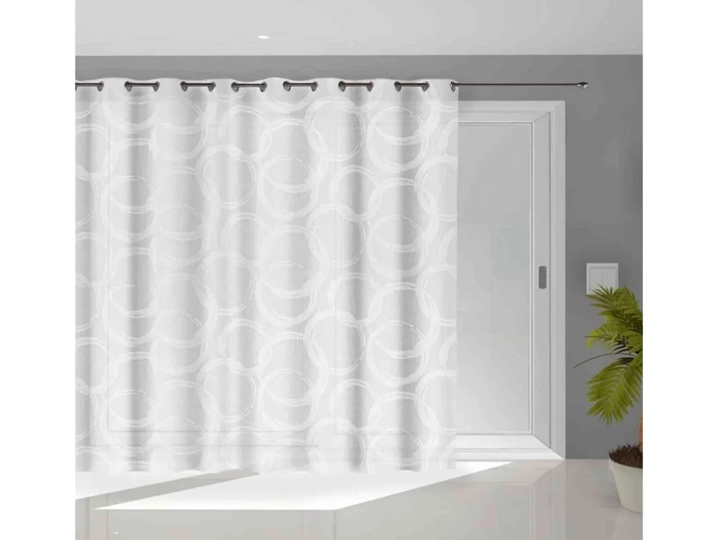 Soleil d'ocre Visillo con ojales 135x250 cm CIRCLE, por Blanco Discount