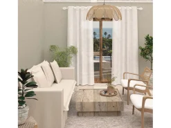 Soleil d'ocre Ropa De Casa-Visillo con ojales 135x250 cm CELIA , por Blanco