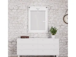 Soleil d'ocre Ropa De Casa-Visillo de algodón bordada 60x90 cm EMILIE , por Blanco