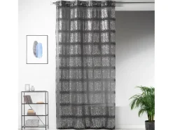 Sale Visillo fantasía con estampados plateados Negro