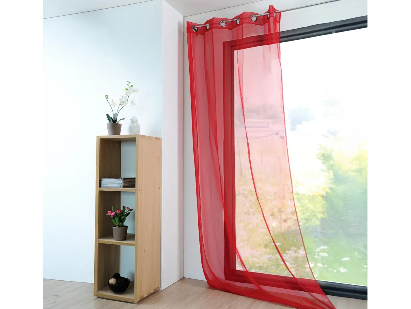 Clearance Visillo liso ligero con 16 colores Rojo