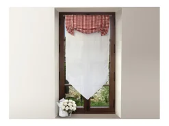 Soleil d'ocre Ropa De Casa-Visillo para ventana de algodón 60x120 cm VICHY Rojo