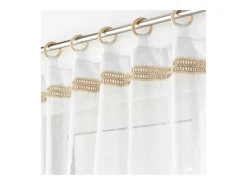 Douceur d'intérieur Ropa De Casa-Visillos con ojales de madera Blanco