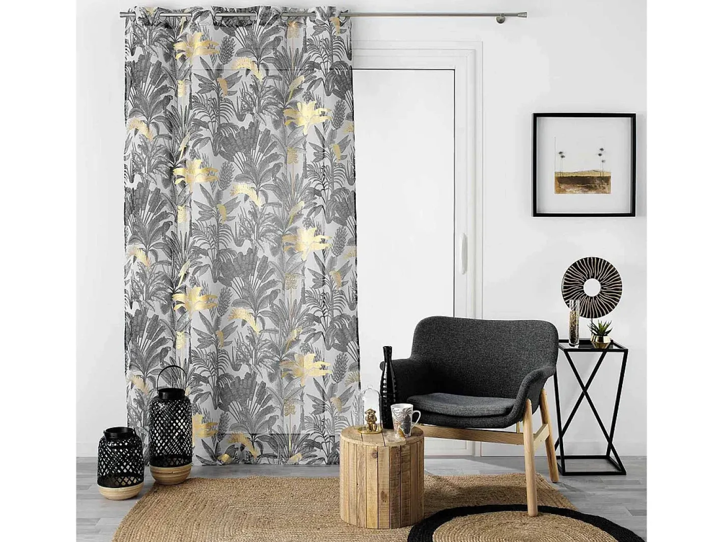 Douceur d'intérieur Visillos exóticos con estampados metálicos Gris