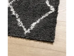 Garden Furniture Vito Alfombra de pelo largo moderna PAMPLONA y crema 200x280cm Negro New