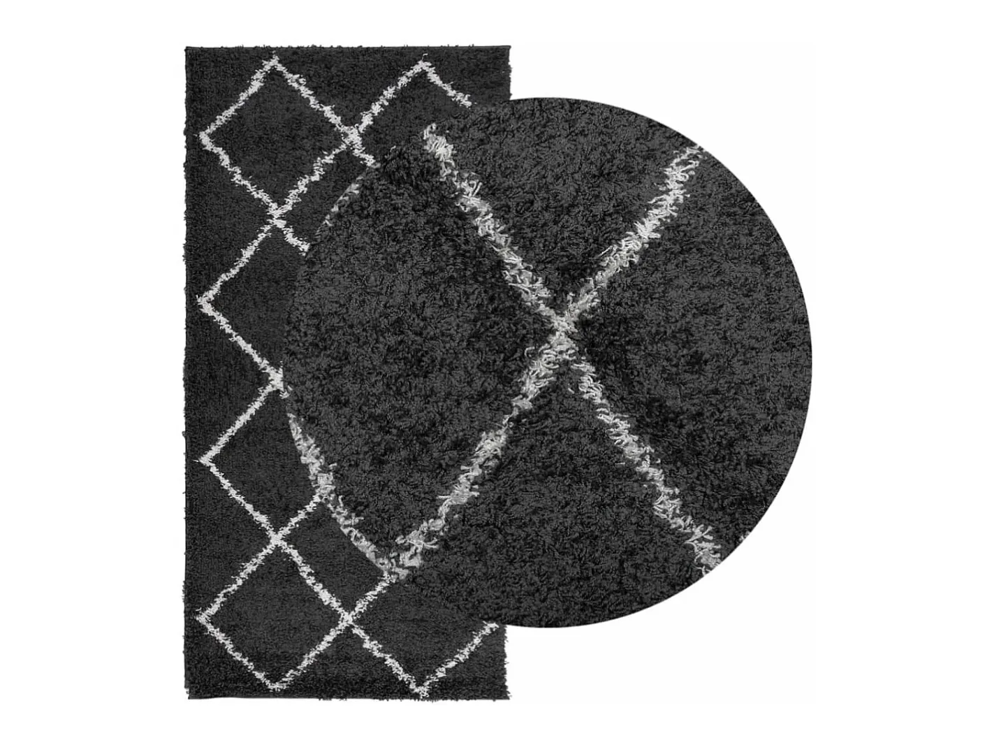 Garden Furniture Vito Alfombra de pelo largo moderna PAMPLONA y crema 100x200cm Negro Sale
