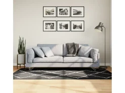 Garden Furniture Vito Alfombra de pelo largo moderna PAMPLONA y crema 100x200cm Negro Sale