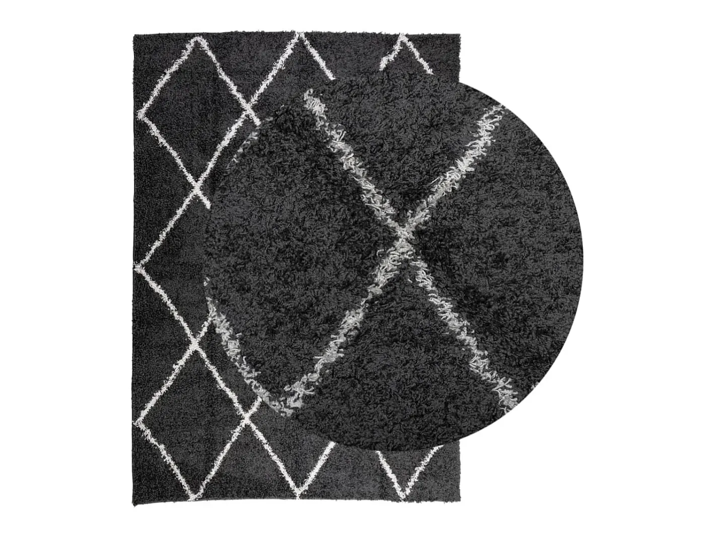 Garden Furniture Alfombra De Salón-Vito Alfombra de pelo largo moderna PAMPLONA negro y crema 140x200cm Negro / Crema