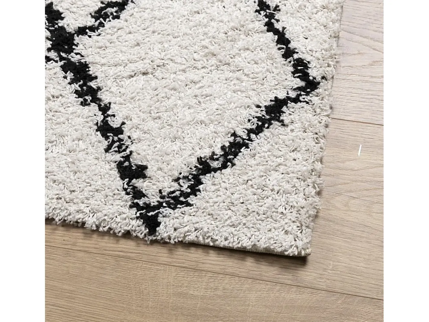 Sale Garden Furniture Vito Alfombra de pelo largo moderna PAMPLONA crema y 100x200cm Negro